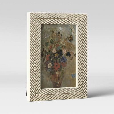 4" x 6" Organic Herringbone Tabletop Frame Gold/White - Opalhouse™ | Target