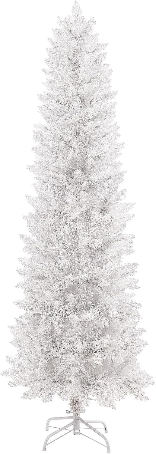 6-Foot Pre-Lit White Pencil Christmas Tree, lim Artificial Xmas Tree with 250 Colorful LED Lights... | Walmart (US)