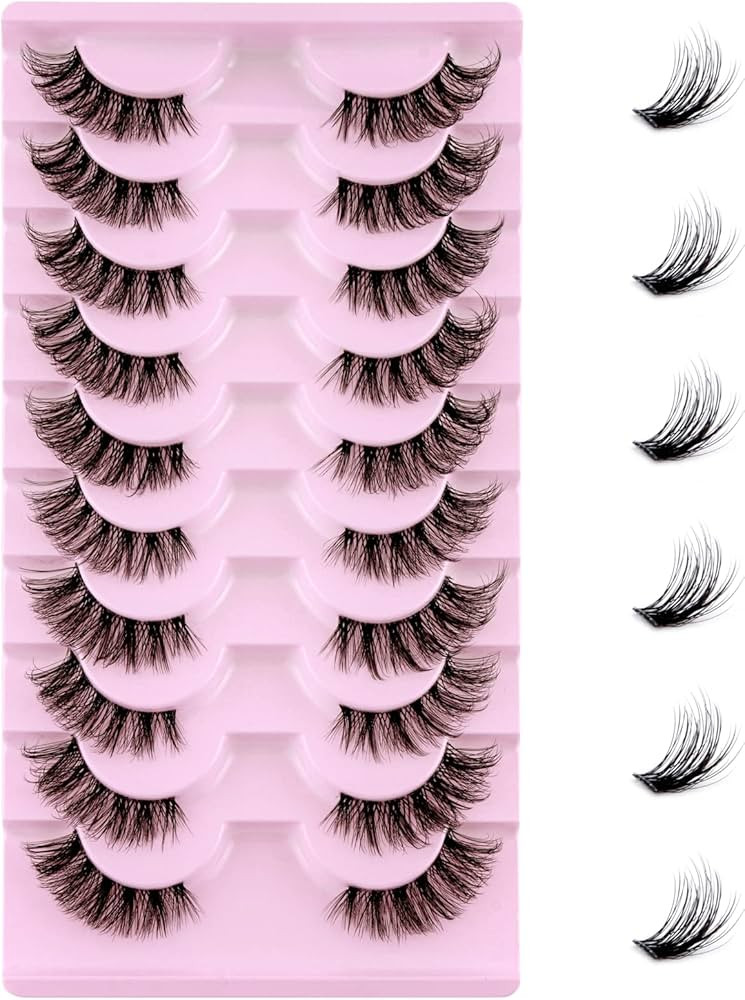 Leipple Half Lashes Natural Look Cat Eye False Eyelashes Wispy Fluffy Clear Band Faux Mink Lashes... | Amazon (CA)