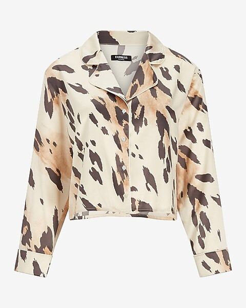 Satin Long Sleeve Pajama Shirt | Express
