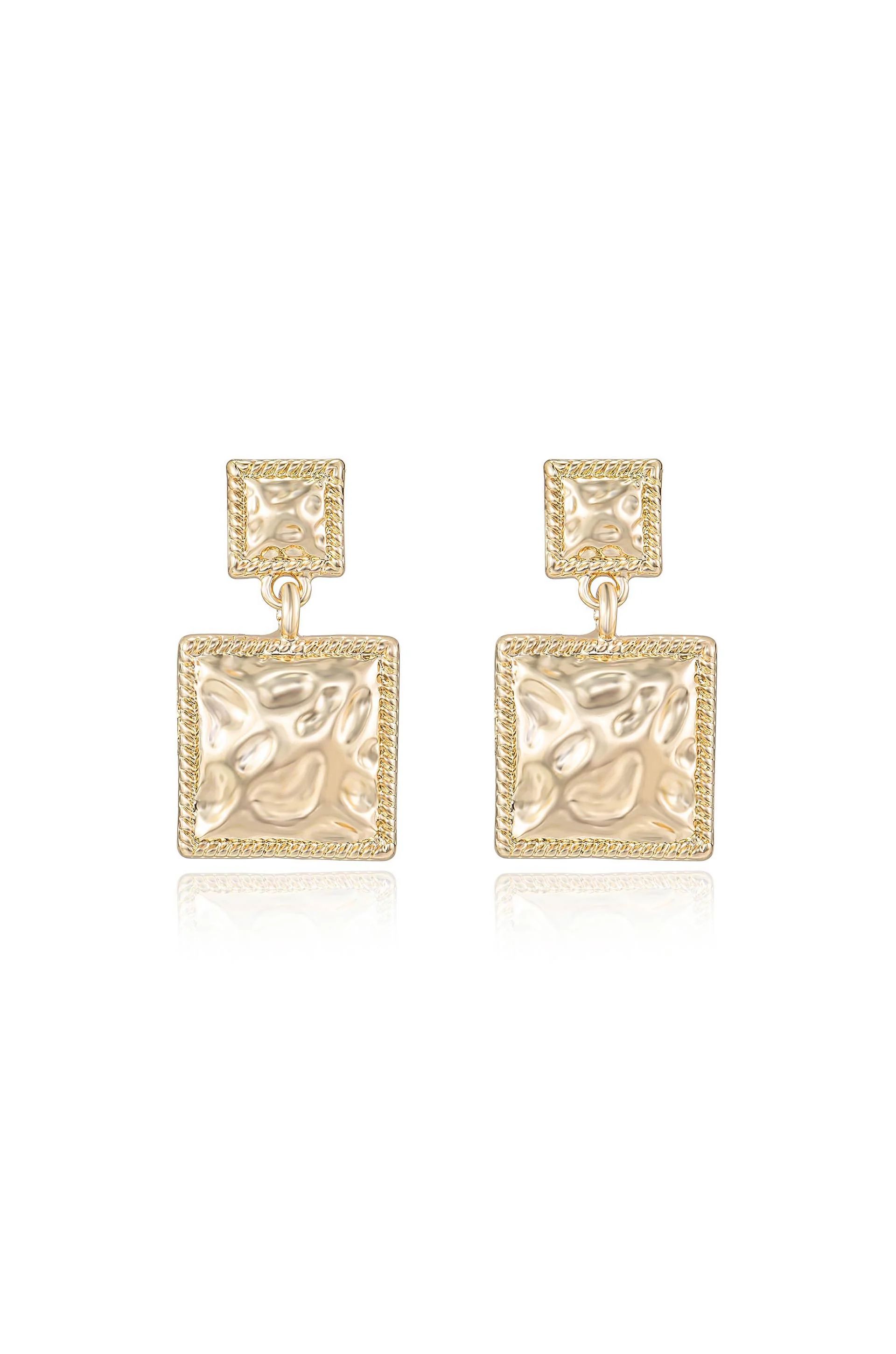 Repeated Square Dangle 18k Gold Plated Earrings | Ettika