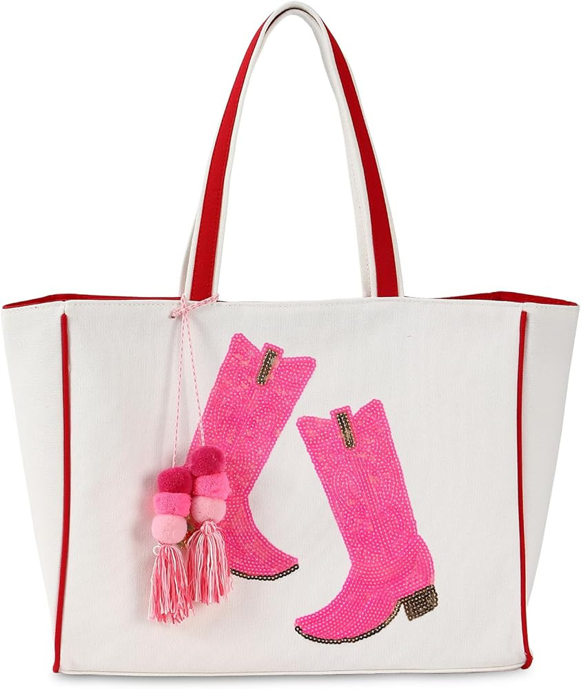 DYSHAYEN Tote Bag for Women,Chenille Embroidery Canvas Tote Bag,Cute Shoulder Bag Handbag for Tra... | Amazon (US)