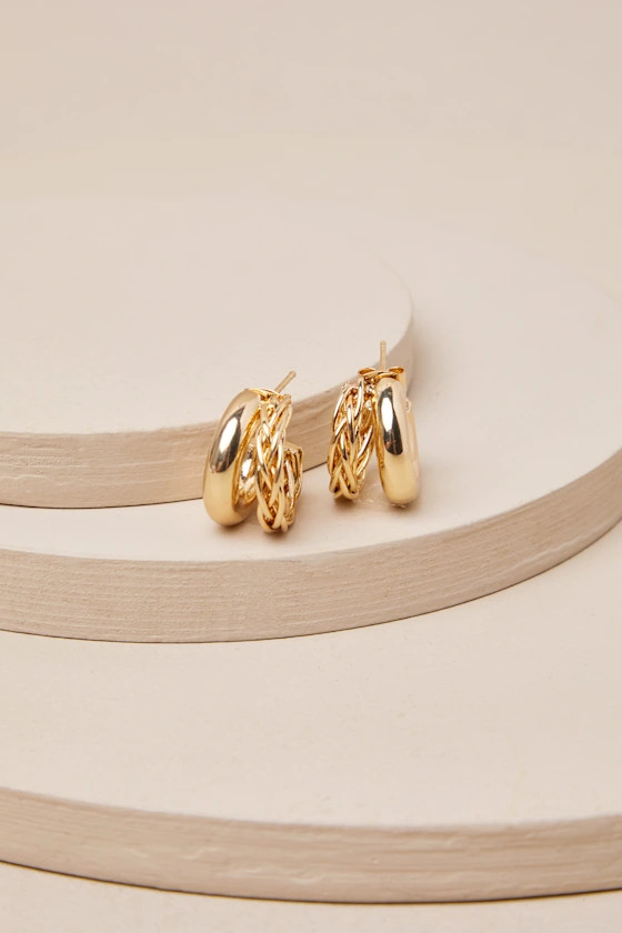 Stephanie Gold Double Hoop Earrings | Lulus