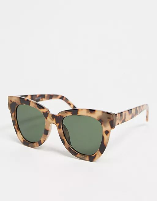 ASOS DESIGN recycled frame chunky flare cat eye sunglasses in milky tort with G15 lens | ASOS (Global)