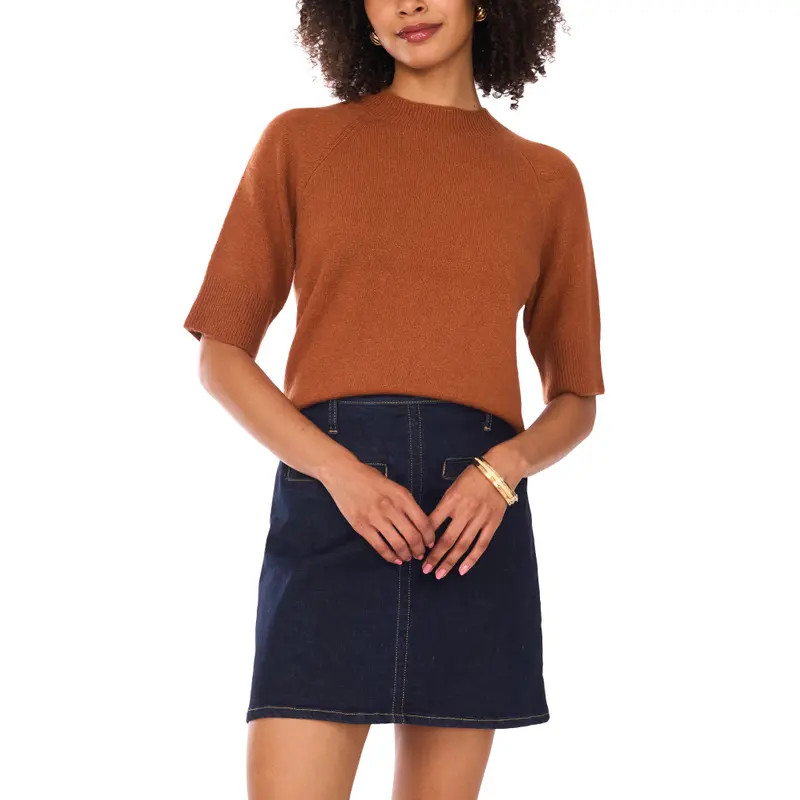 Vince Camuto Mock Neck Sweater in Malted at Nordstrom, Size Xx-Large | Nordstrom