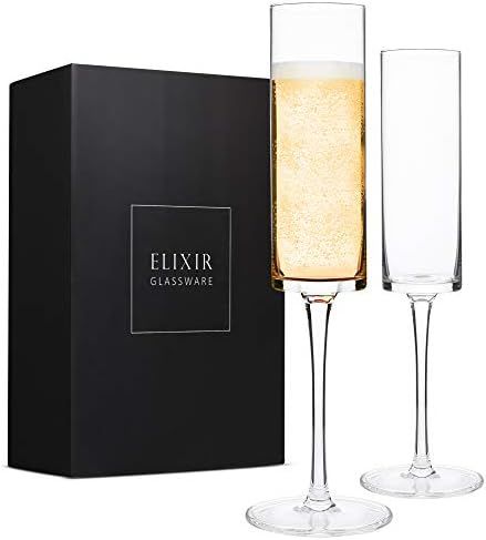 Champagne Flutes, Edge Champagne Glass Set of 2 - Modern & Elegant Gift for Women, Men, Wedding, ... | Amazon (US)