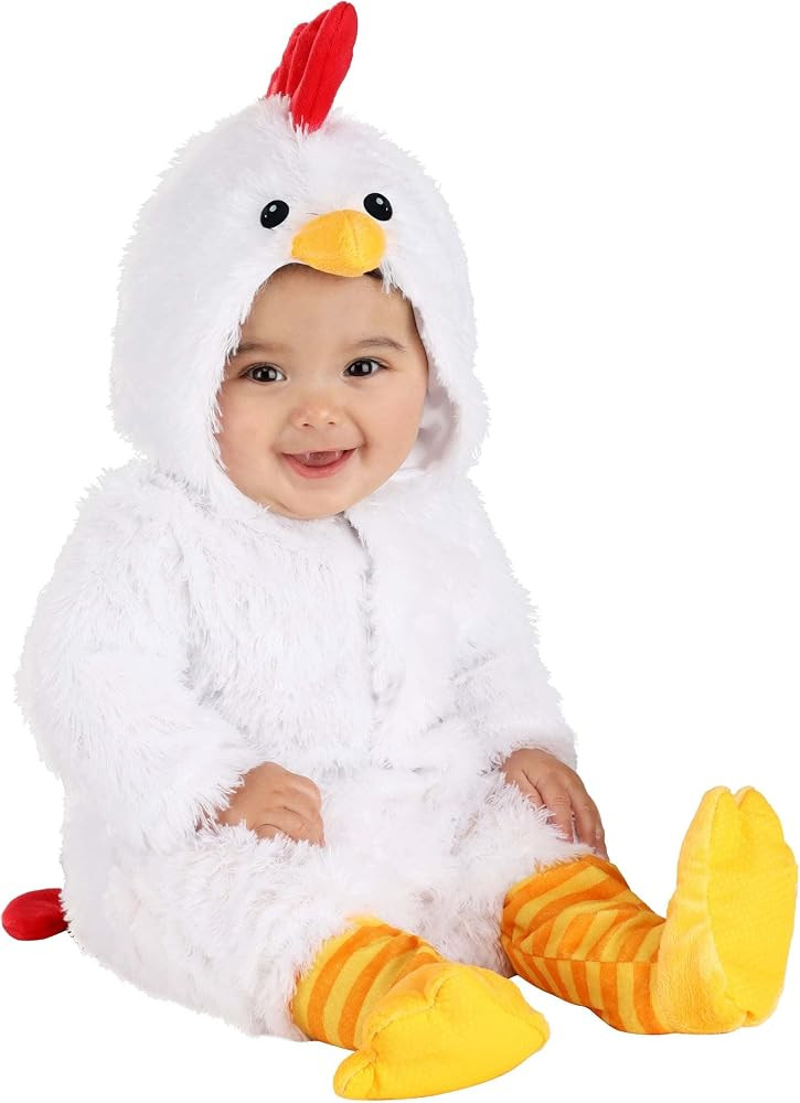 Infant Fluffy Chicken Halloween Costume | Baby Romper and Leggings with Attached Booties | Baby C... | Amazon (US)