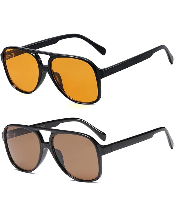 BUTABY Vintage Aviator Sunglasses for Women Men Retro 70s Glasses Classic Large Squared Frame UV4... | Amazon (US)