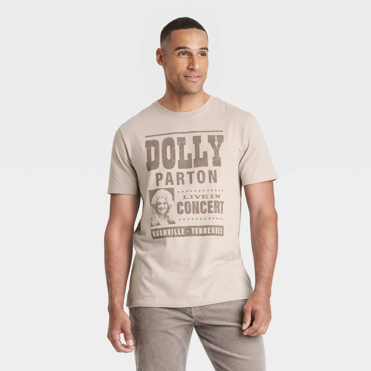 Men's Dolly Parton Short Sleeve Graphic T-Shirt - Goodfellow & Co™ Taupe XL | Target