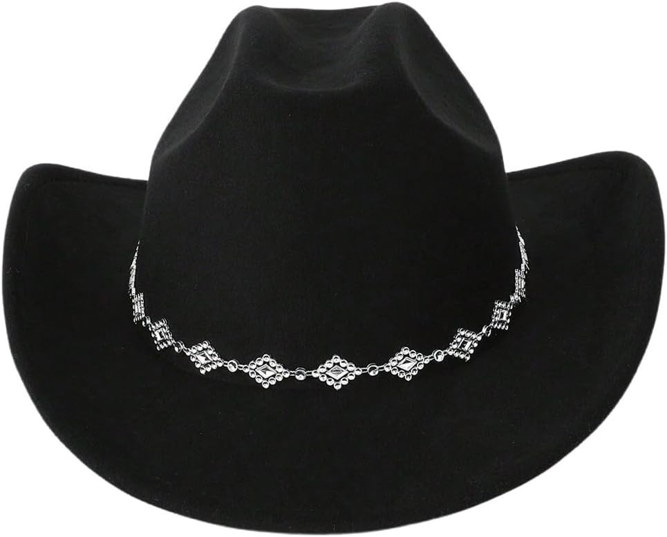 Verdusa Women's Western Cowboy Hat Rhinestone Wide Brim Cowgirl Hat | Amazon (US)