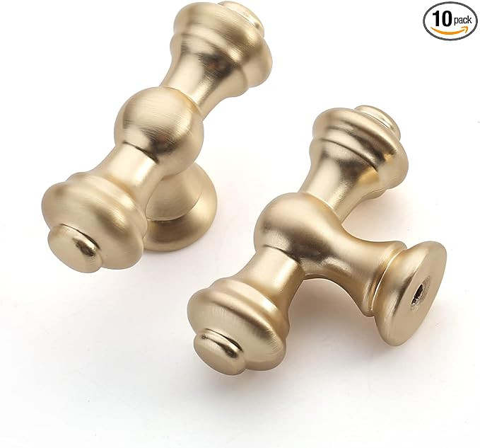 Asidrama 10 Pack Brushed Brass Cabinet Knobs - Gold Dresser & Drawer Knobs for Kitchen Cabinet Ha... | Amazon (US)