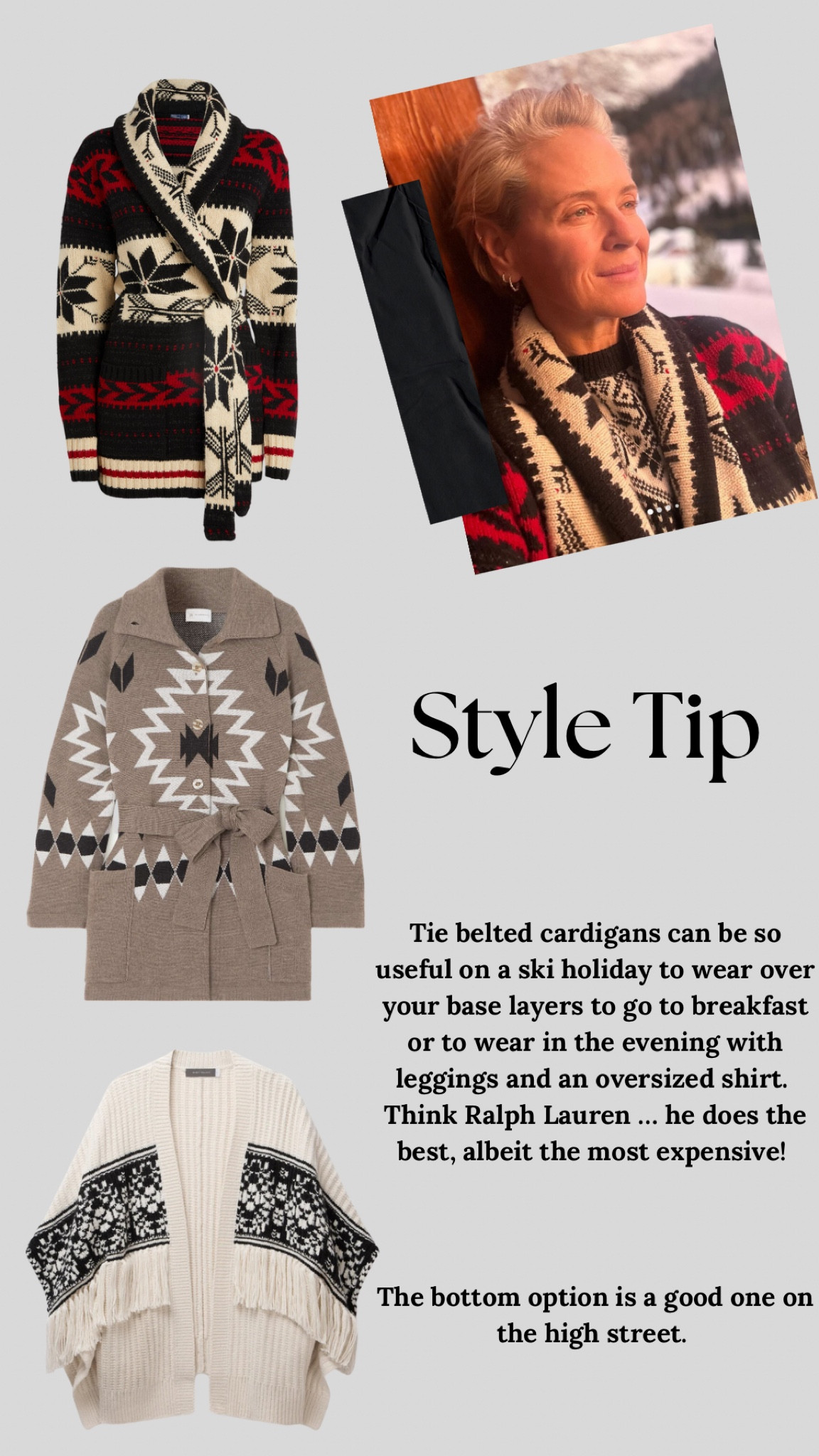Ski outfit style tip 

Ralph Lauren cardigan, tie belted cardigan 

#LTKstyletip #LTKeurope