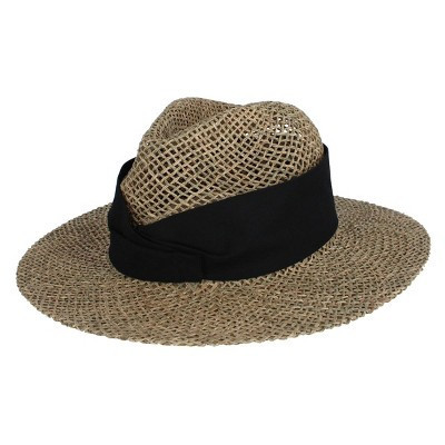 CTM Adult Twisted Straw Fedora with Shapeable Brim and Hatband, Black | Target