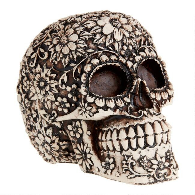 CRAFT Ivory and Black Ceramic Los Muertos Sugar Skull Decor | World Market