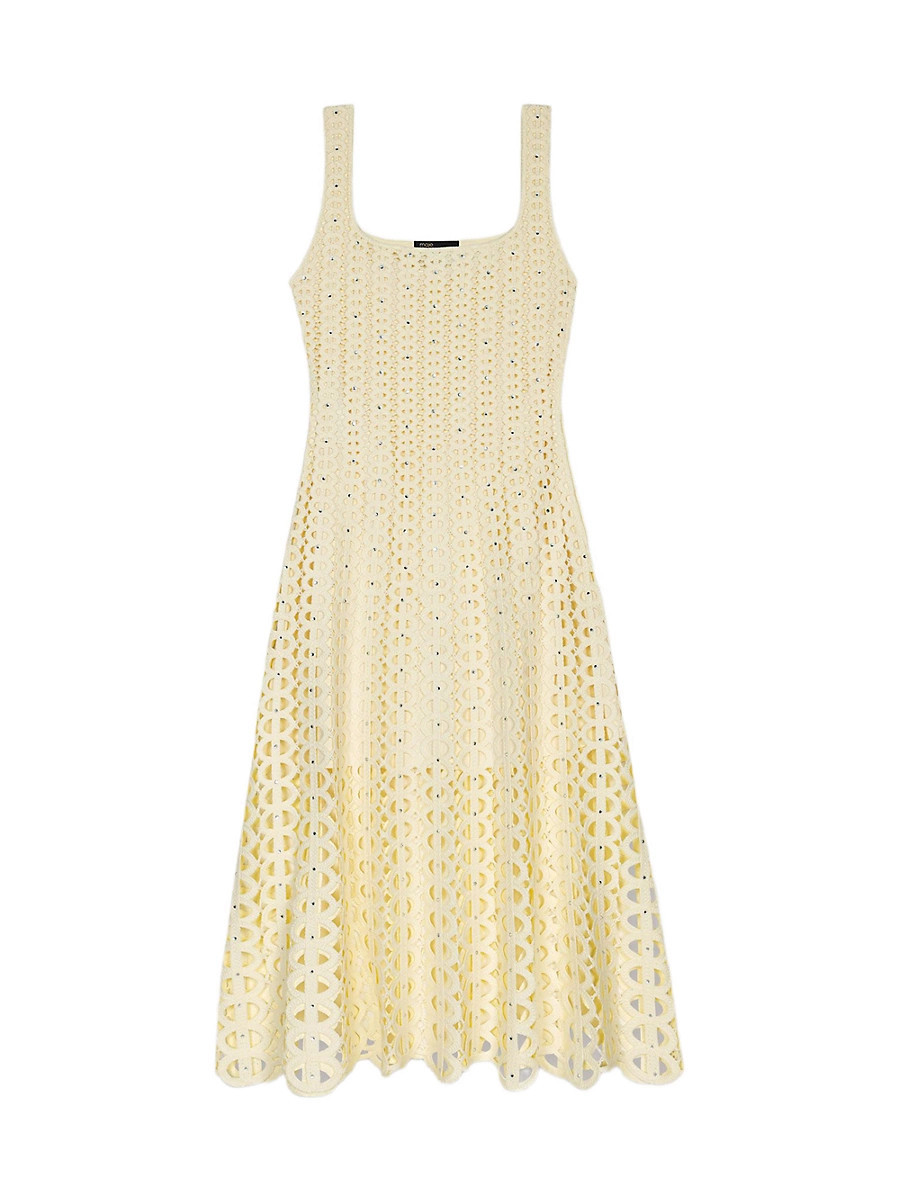 Women's Rhinestone Crochet Maxi Dress - Yellow - Size 4 | Saks Fifth Avenue