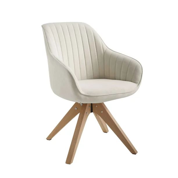 Art Leon Modern Fabric Accent Chair Home Swivel Desk Chair with Wooden Legs,Off-White - Walmart.c... | Walmart (US)