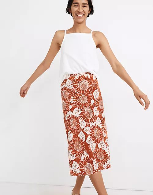 Silk Midi Slip Skirt in Sunflower Season | Madewell