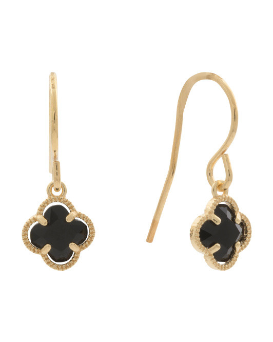 Made In Italy 18kt Gold Plated Black Clover Earrings | TJ Maxx