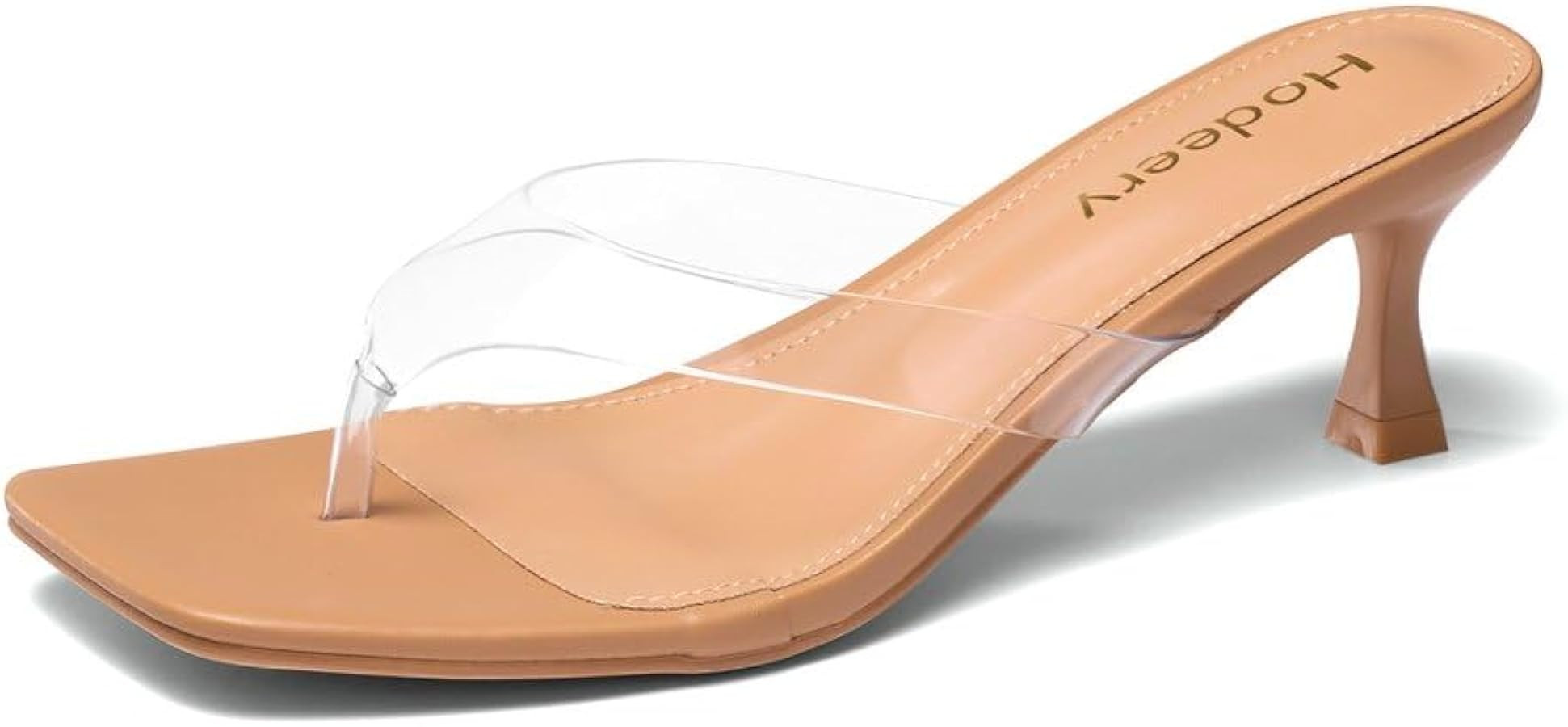Women‘s Clear Strap Kitten Heels 2.5 Inch Square Open Toe Flip Flop Sandals Comfortable Low Hee... | Amazon (US)