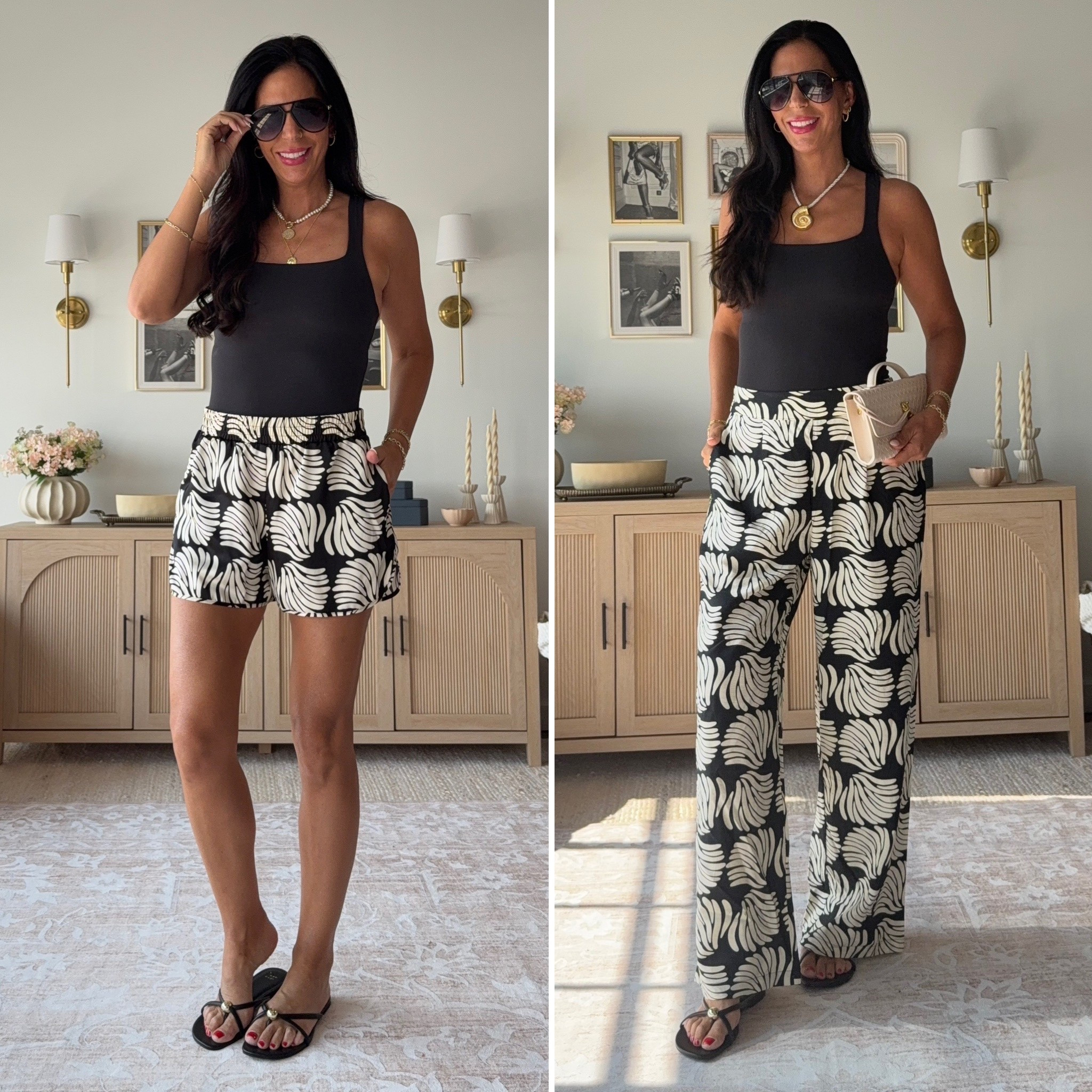 These Target shell shorts and pants are a 10/10.  Wearing a small in both. Run true to size. It’s between a linen and a light silk material. 
Removable padding shelf bra - small 

#LTKOver40 #LTKU #LTKSaleAlert