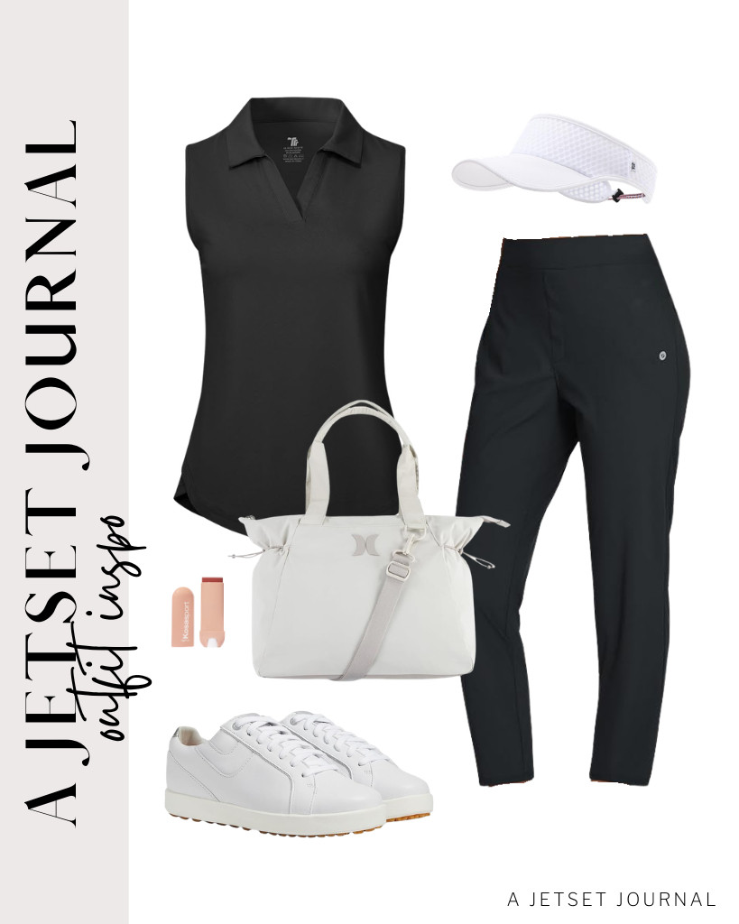 Pair the black sleeveless polo shirt with stretch pants from baleaf. This combo is perfect with FootJoy’s spikeless shoes and this Hurley tote bag. Apply the Kosas Lip Balm to complete the look. 

#LTKSeasonal #LTKSaleAlert #LTKTravel 

 