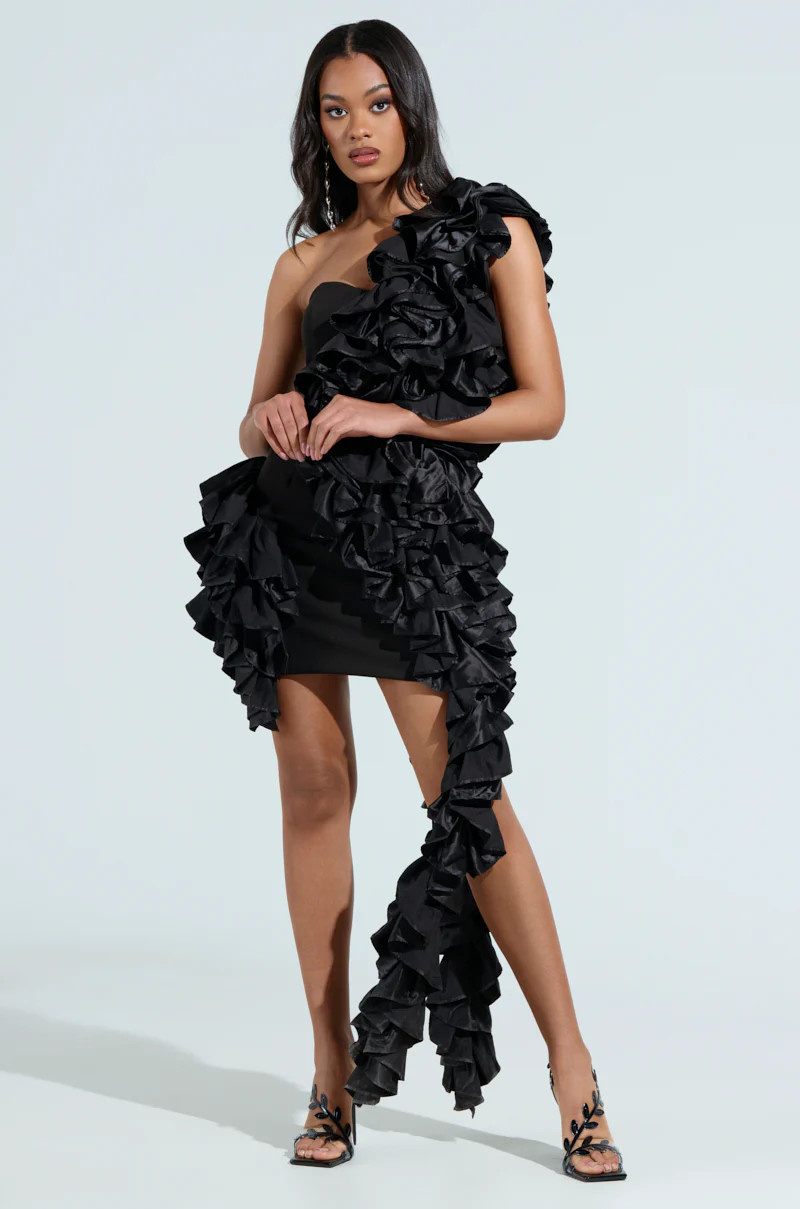 STAR OF THE SHOW RUFFLE MINI DRESS | AKIRA