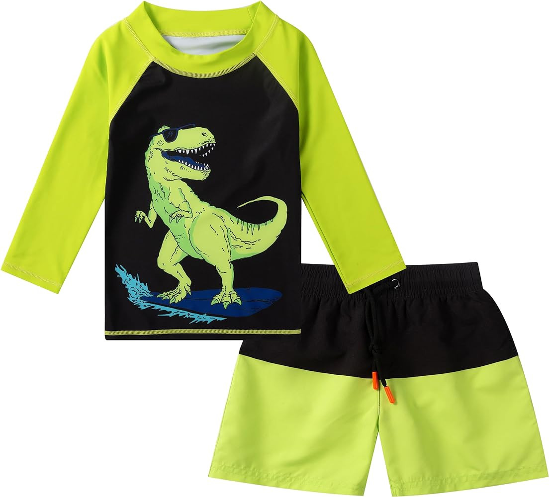 Kids Swimsuit Boys Rash Guard Swim Trunks UPF 50+ Fishing Surfing Beach Bathing Suit Quick Dry Toddler Swimwear Set | Amazon (US)