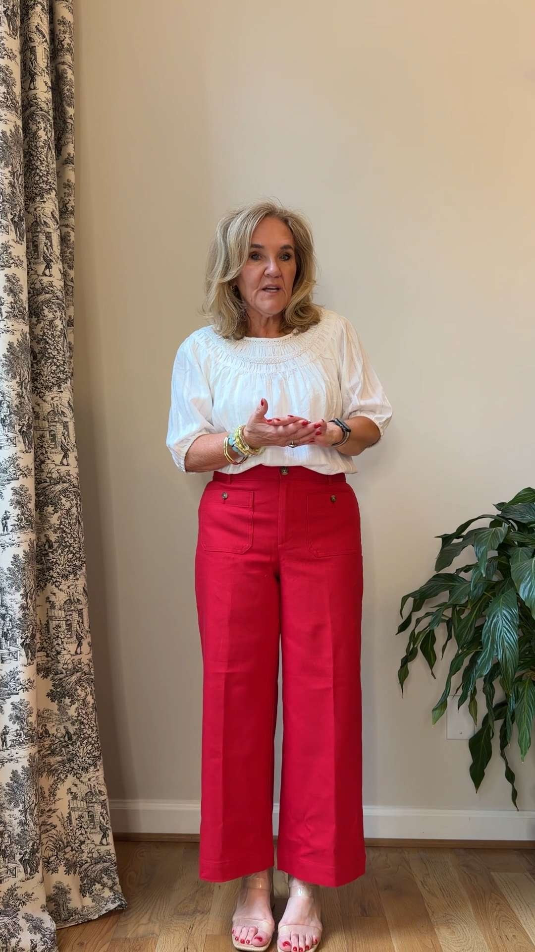 A couple new red pants from loft. These are a lightweight twill in the palmer pant. I'm wearing a 29 regular, so they are full length on me.

Blouse size medium

Great for work, memorial day concerts, date nights, business casual

#LTKootd #LTKSeasonal #LTKOver40