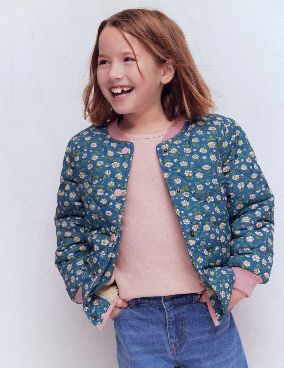 Fun Bomber Jacket-Navy Placement Rainbow Print | Boden (US)
