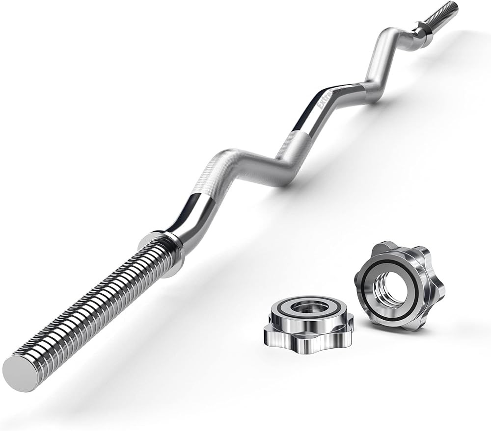 47" EZ Curl Bar Weight Lifting Bar, for Hip Thrusts/Squats/Lunges, 1" Weight Plates Curling Bar f... | Amazon (US)