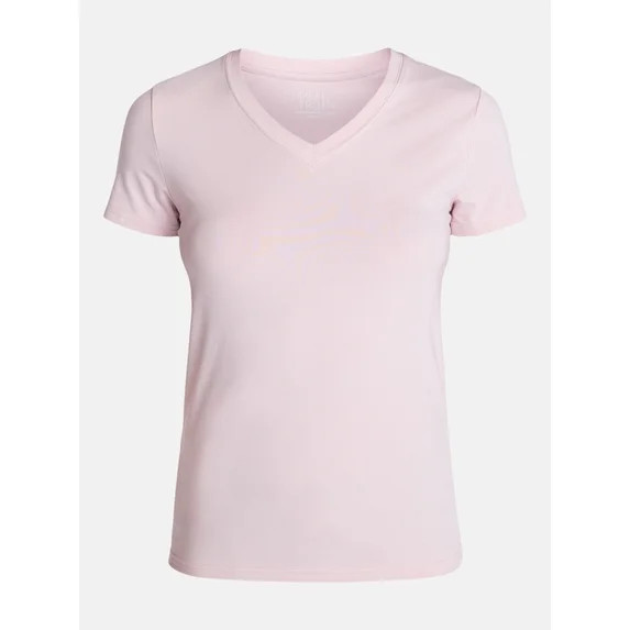 Time and Tru Women's Slim V Neck Tee with Short Sleeves, Sizes XS-XXXL | Walmart (US)