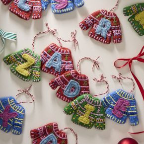 Felt Monogrammed Initial Holiday Sweater Ornaments | West Elm (US)