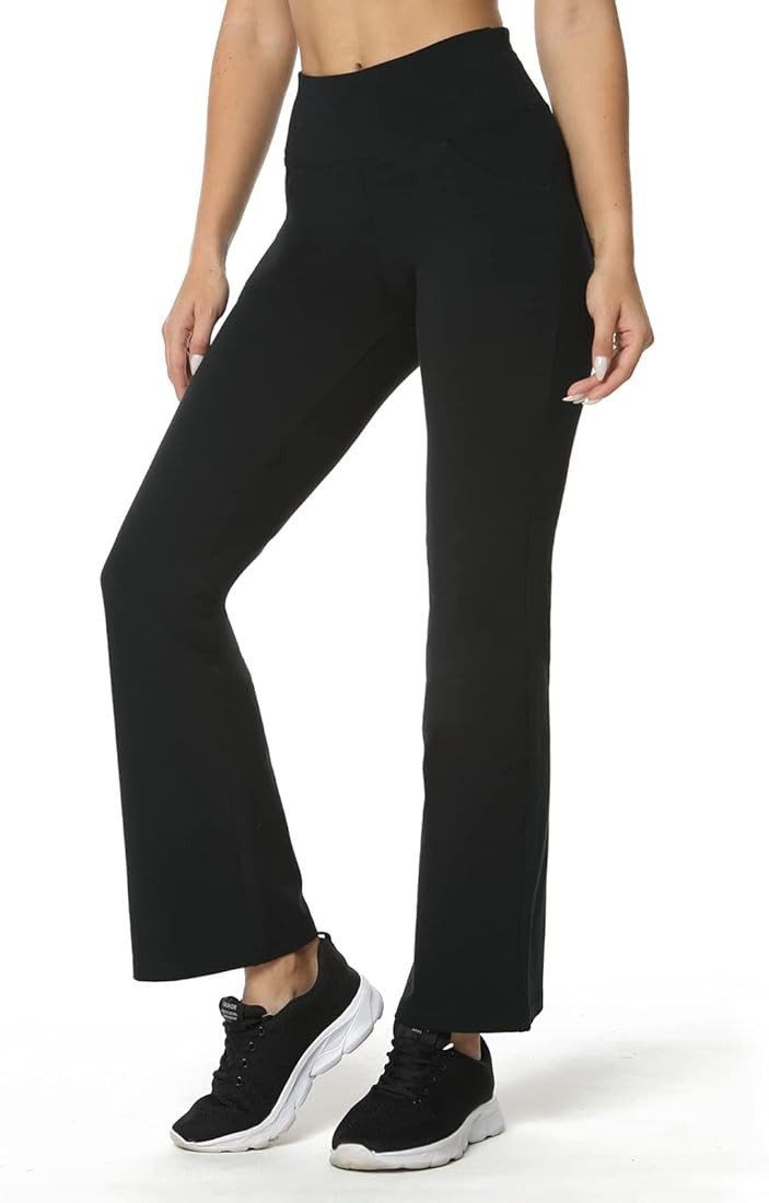 Houmous S-XXXL 29''31''33''35'' Inseam Women's Cotton Bootcut Pants Inner Pocket | Amazon (US)