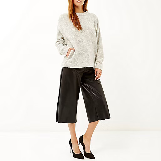 Grey brushed wool-blend knitted jumper | River Island (UK & IE)