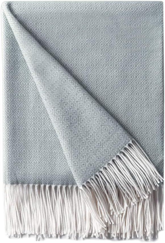 BOURINA Decorative Diamond Lattice Faux Cashmere Fringe Throw Blanket Lightweight Soft Cozy for B... | Amazon (US)