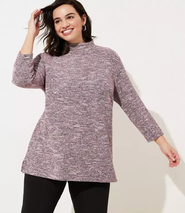 LOFT Plus Textured Mock Neck Top | LOFT | LOFT