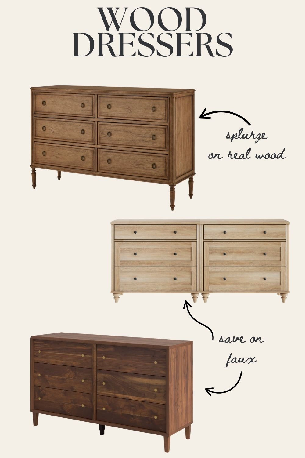 Wood dressers - 6 drawer variety of styles. Classic vintage, and mid century modern. 

#LTKHome