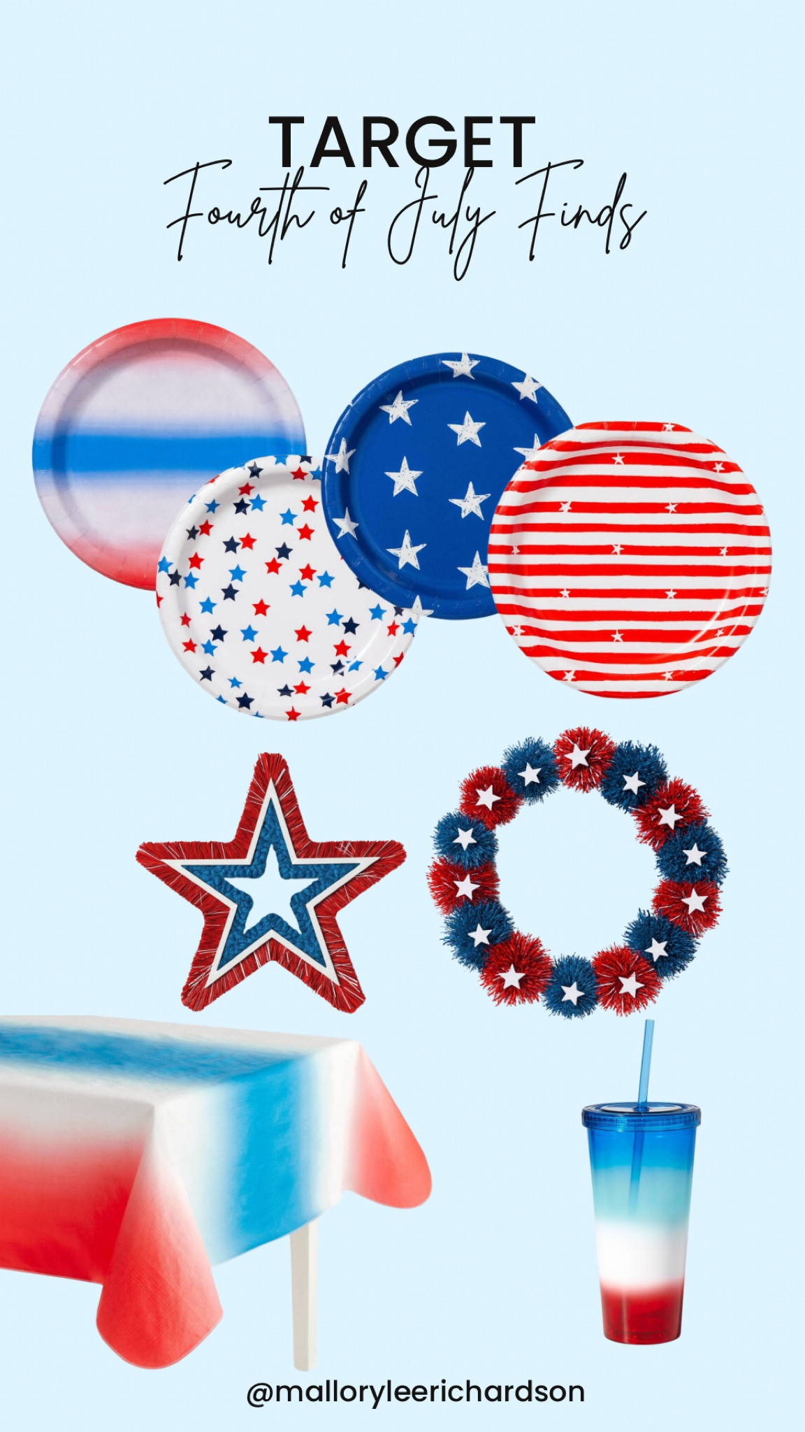 Target 4th of July / Memorial Day finds! 

party decor, party supplies, red, white, blue, decor, table cloths, plates, tumbler, holiday party, summer, target

#LTKFindsUnder50 #LTKSeasonal #LTKParties