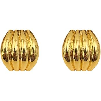 Statement Chunky Gold Earrings for Women Unique Square Stainless Steel Heaven Mayhem Button Stud ... | Amazon (US)