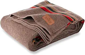 Pendleton Yakima Camp Thick Warm Wool Indoor Outdoor Striped Throw Blanket, Mineral Umber, Queen ... | Amazon (US)