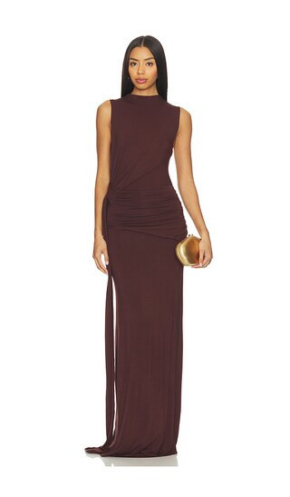 MORE TO COME Stacie Maxi Dress in Brown. - size XS | Revolve Clothing (Global)