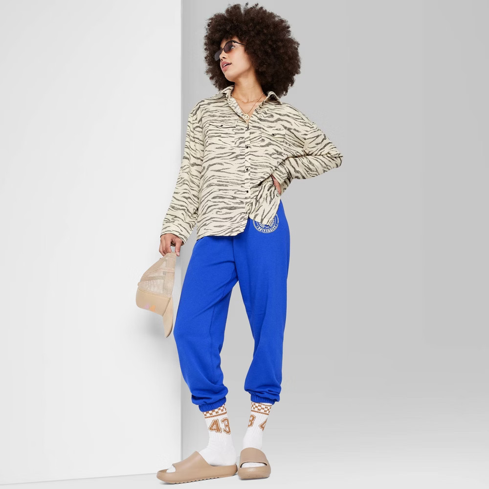 Women's Ascot + Hart Western Long Sleeve Graphic Button-Up Shirt - Zebra Print L, One Color | Target