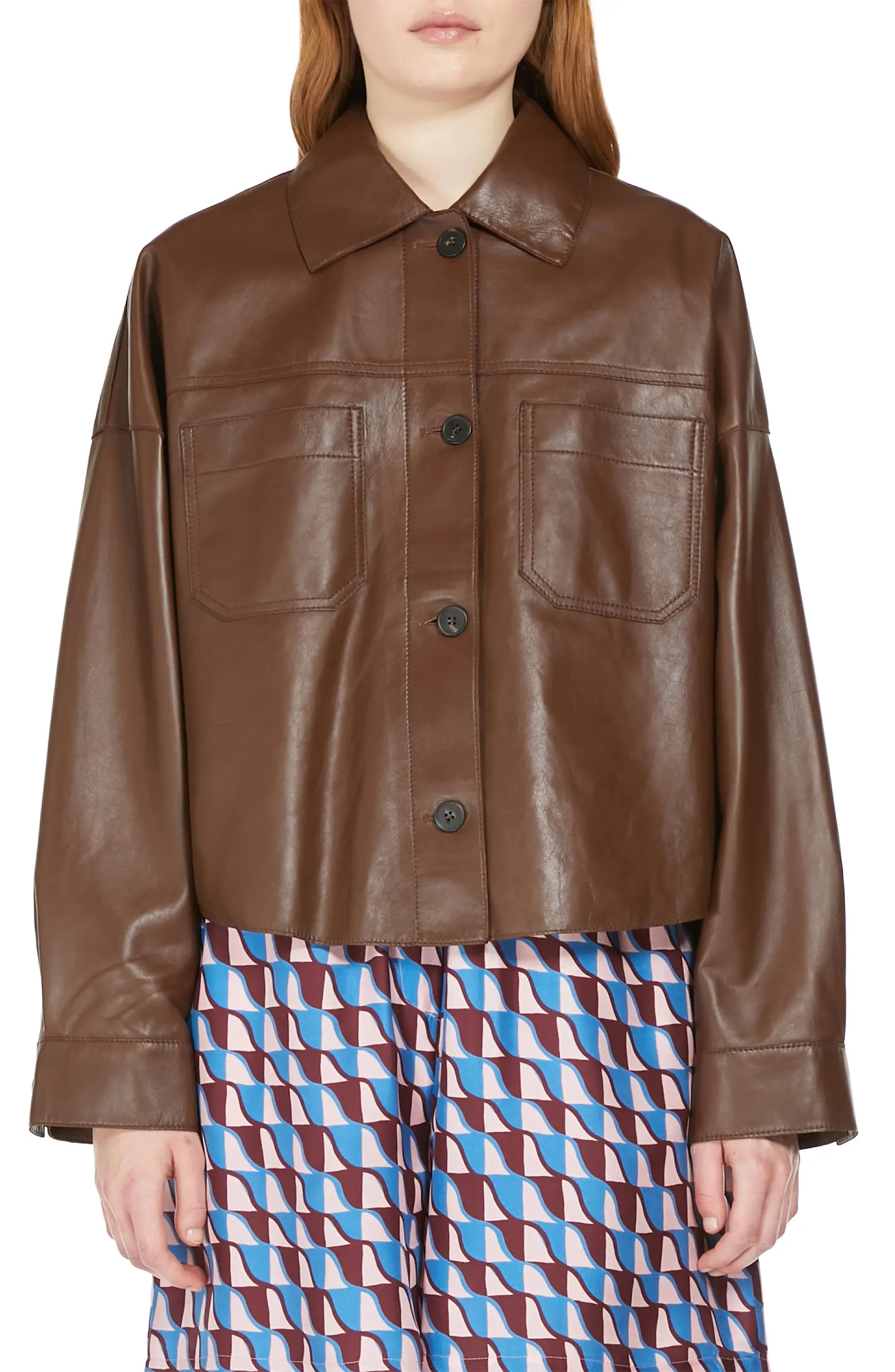 Weekend Max Mara Buono Leather Shirt Jacket | Nordstrom | Nordstrom