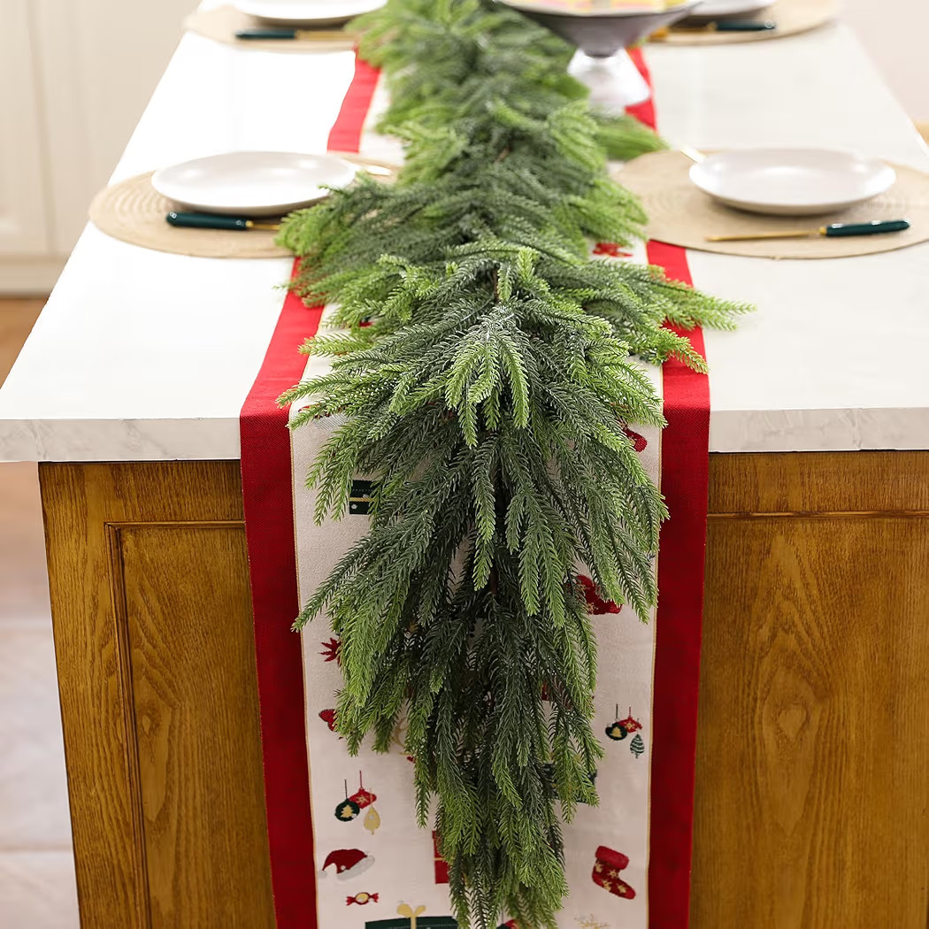 2PC 6ft Real Touch Norfolk Pine Garland Realistic Christmas Greenery Garland for Table Mantle Fir... | Amazon (US)