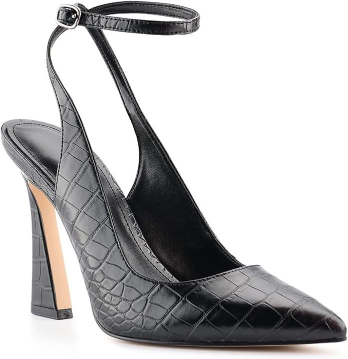 Reoplty Women's Slingback Pumps Shoes Pointy Closed Toe High Heels Flared Heel Dress Shoes | Amazon (US)