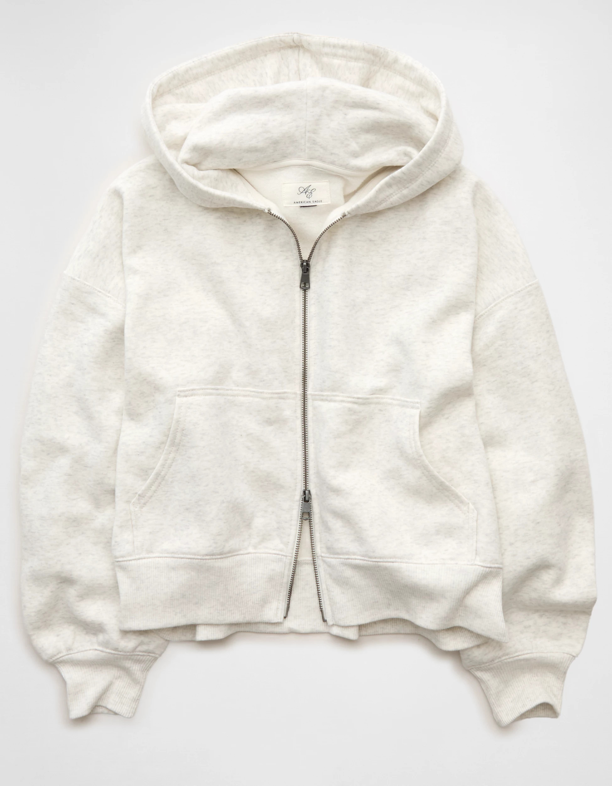 AE Everyday Luxe Balloon-Sleeve Full-Zip Sweatshirt | American Eagle Outfitters (US & CA)