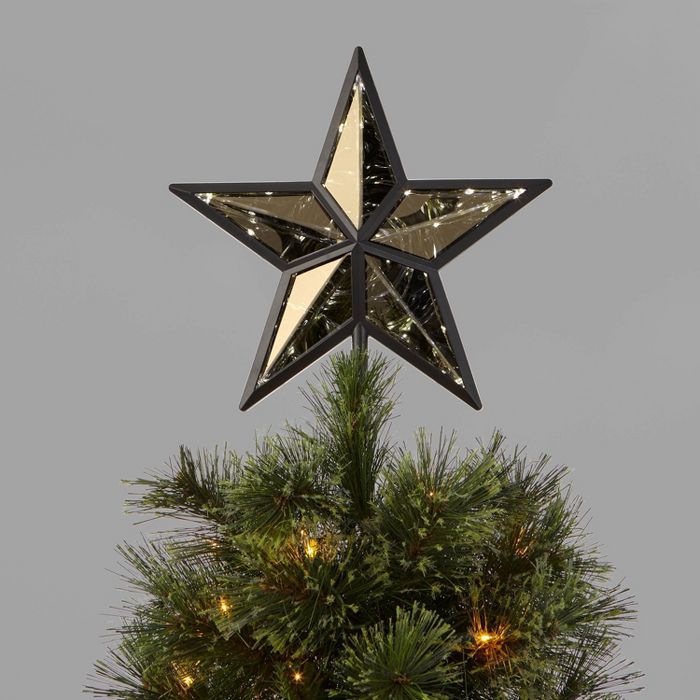 11.375in Lit Dewdrop Frame Mirrored Star Tree Topper Black - Wondershop&#8482; | Target