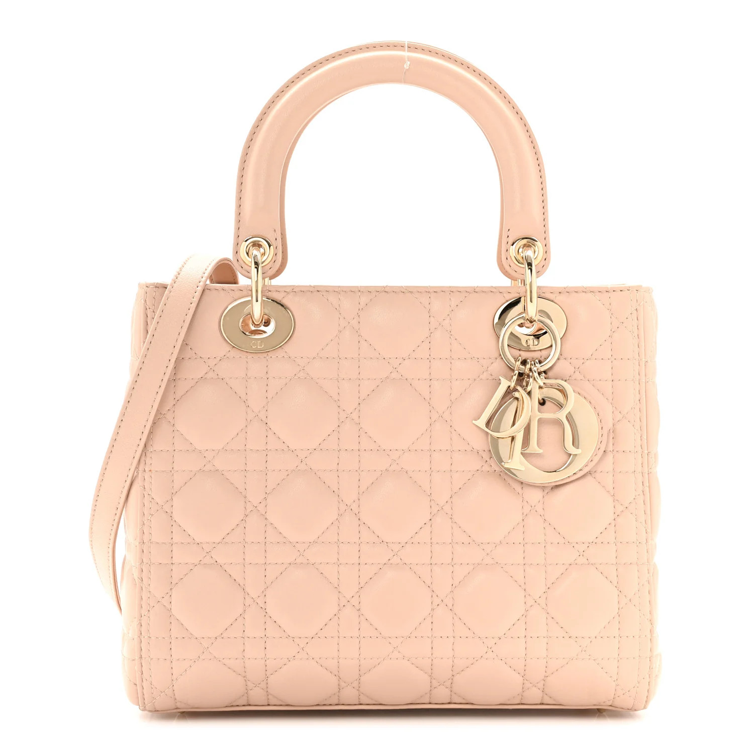 Lambskin Cannage Medium Lady Dior Light Pink | FASHIONPHILE (US)