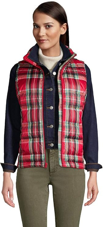 Lands' End Women's Puffer Vest Lightweight Padded Outerwear | Amazon (US)