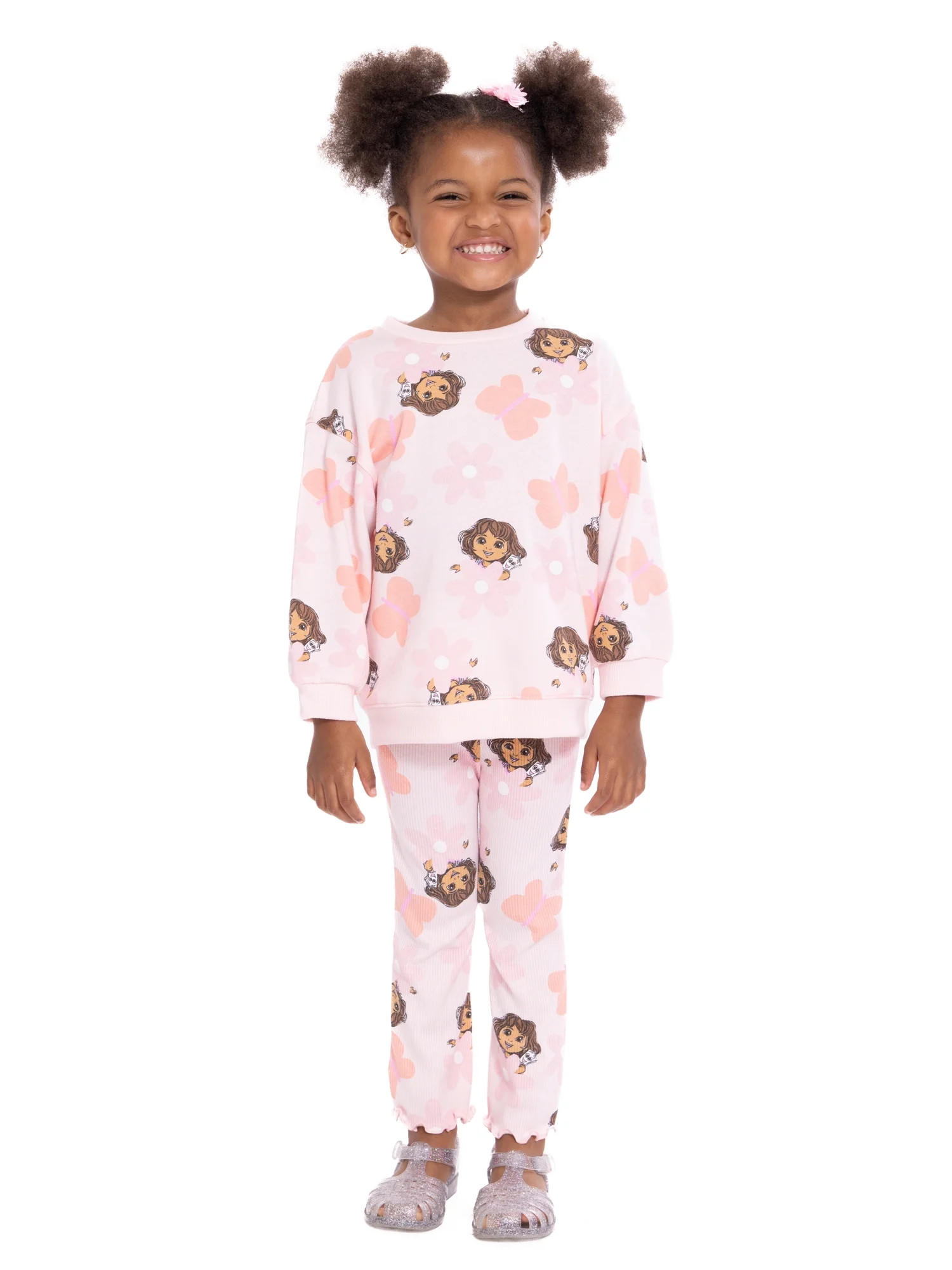 Dora the Explorer Toddler Girls Printed Crewneck Sweatshirt and Flare Leggings Set, 2-Piece, Size... | Walmart (US)